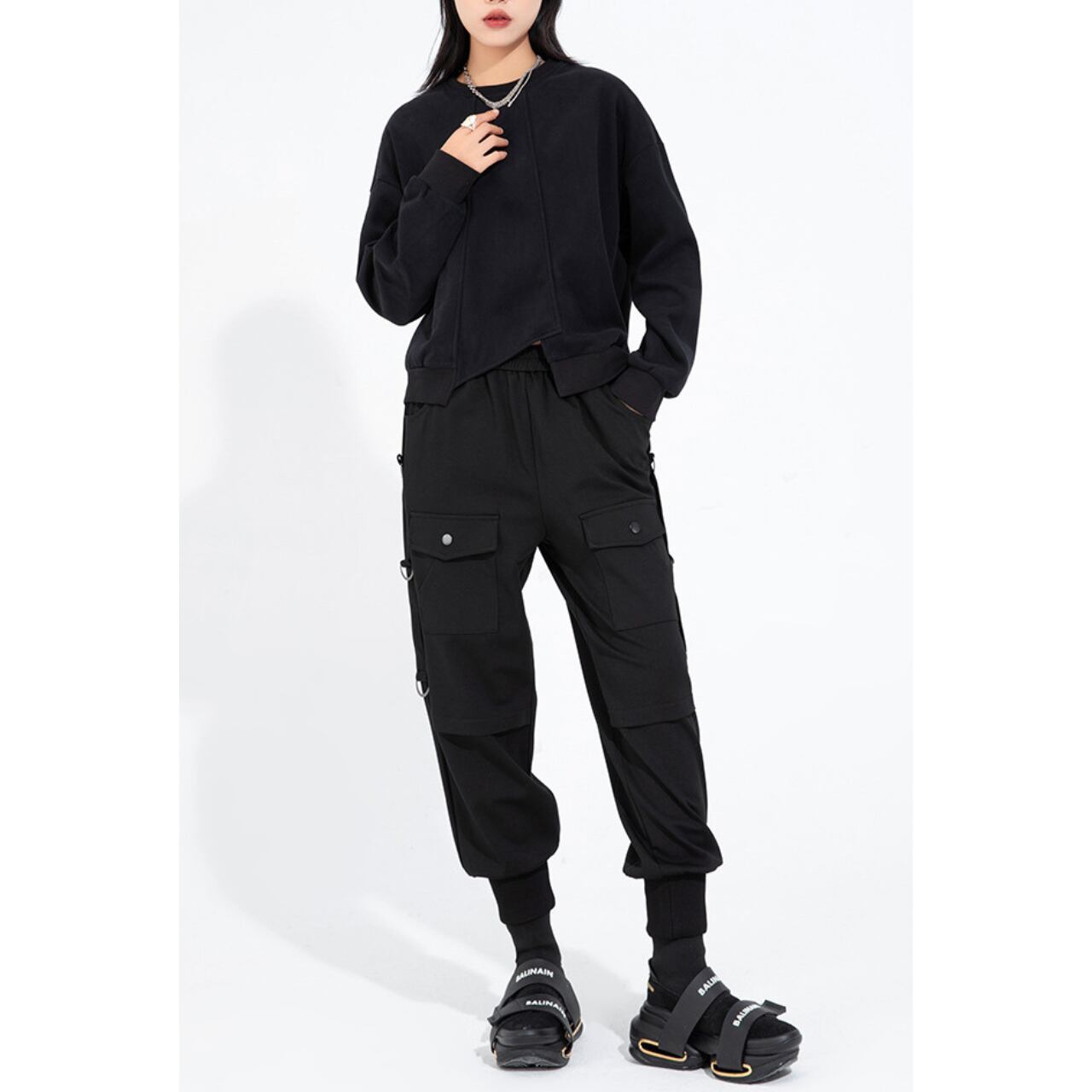 Switch Design Long Sleeve Cropped Sweatshirt 00266