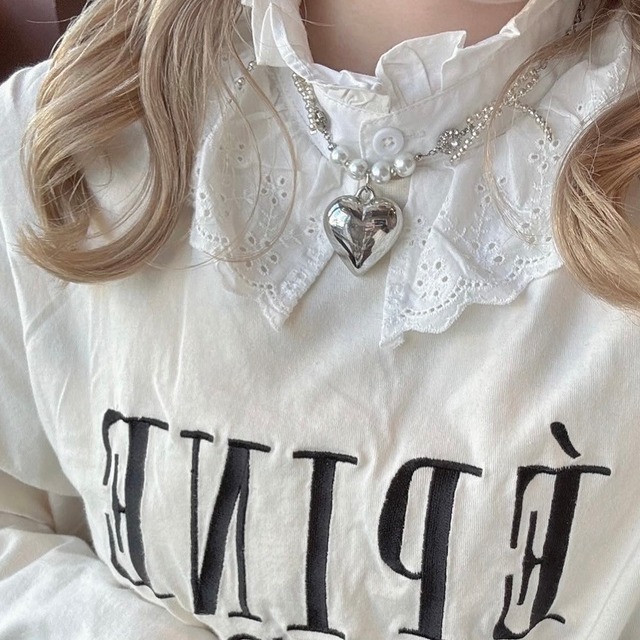 受注生産  big heart ribbon necklace