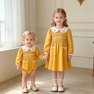 ベビー服 姉妹コーデ ロンパース ワンピース 女の子 66-130㎝ ベビードレス 長袖 女の子 キッズ 春 秋服 子ども 子供 新生児 赤ちゃん 姉妹 26LT1126