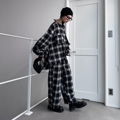 Ombre check asymmetric zip JK/black