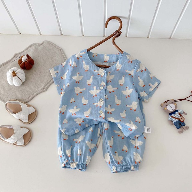 【セット】キュートプリント半袖ルームウェア上下セット - 7