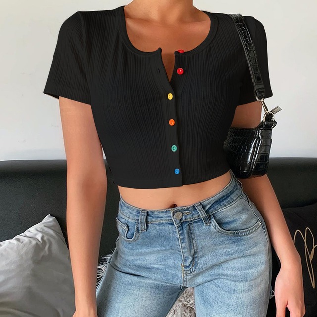 Colorful button T-shirt