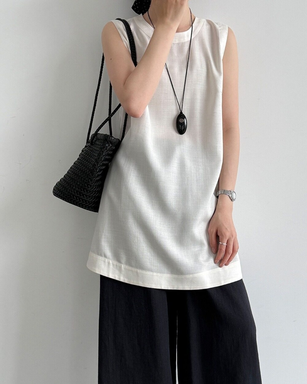 バックボタンラウンドネックロングシャツ 2color A1039 - 14