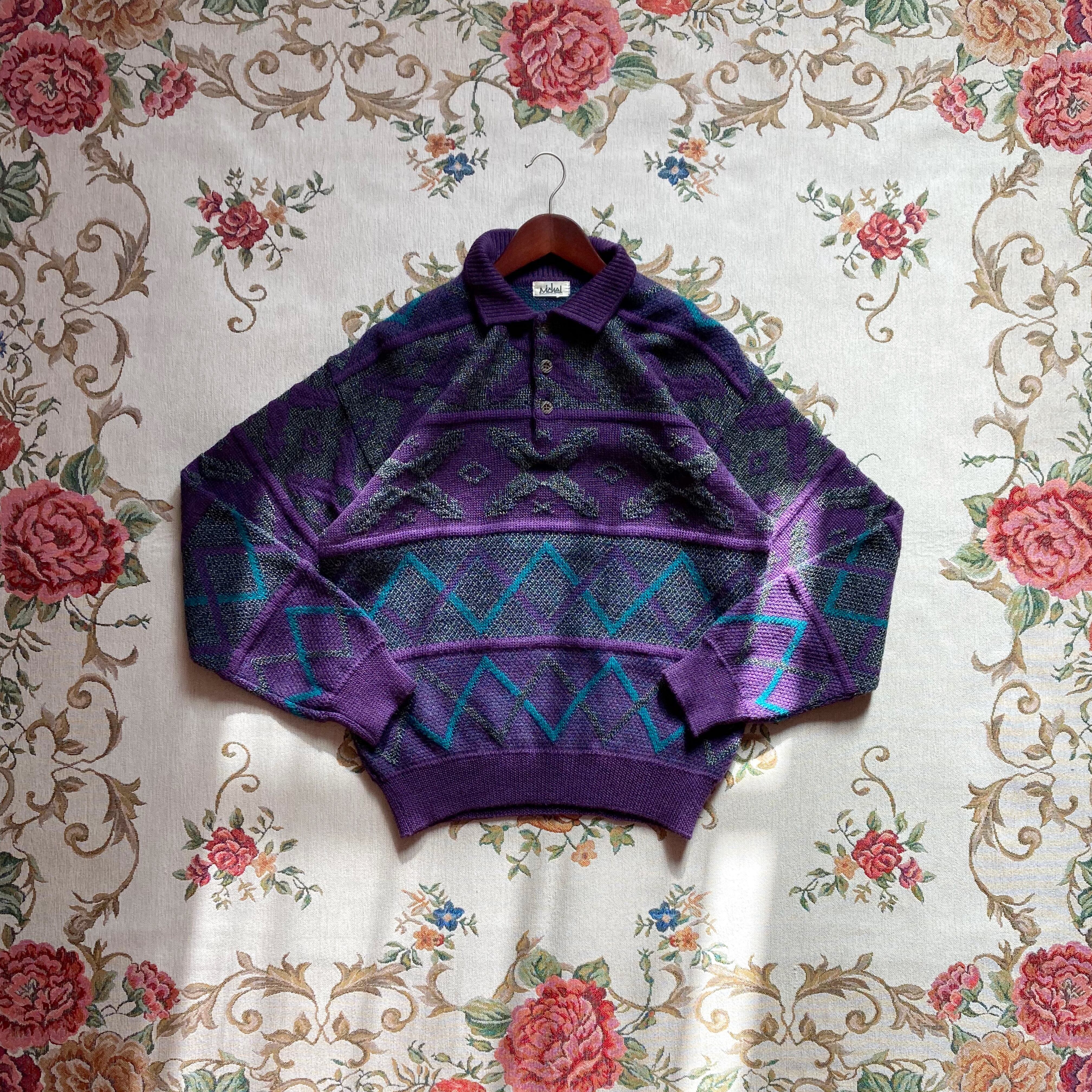 JAPAN vintage henley neck wool knit