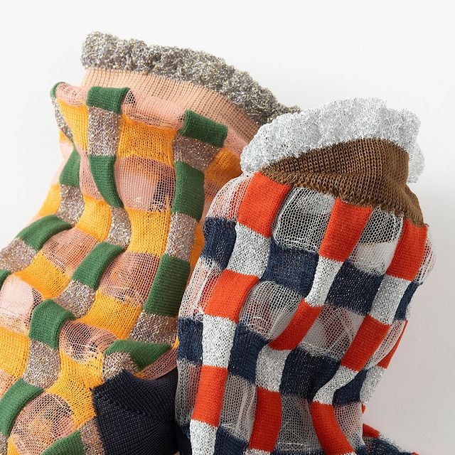 TRICOTÉ /【23-25cm】check lame socks TR61SO022