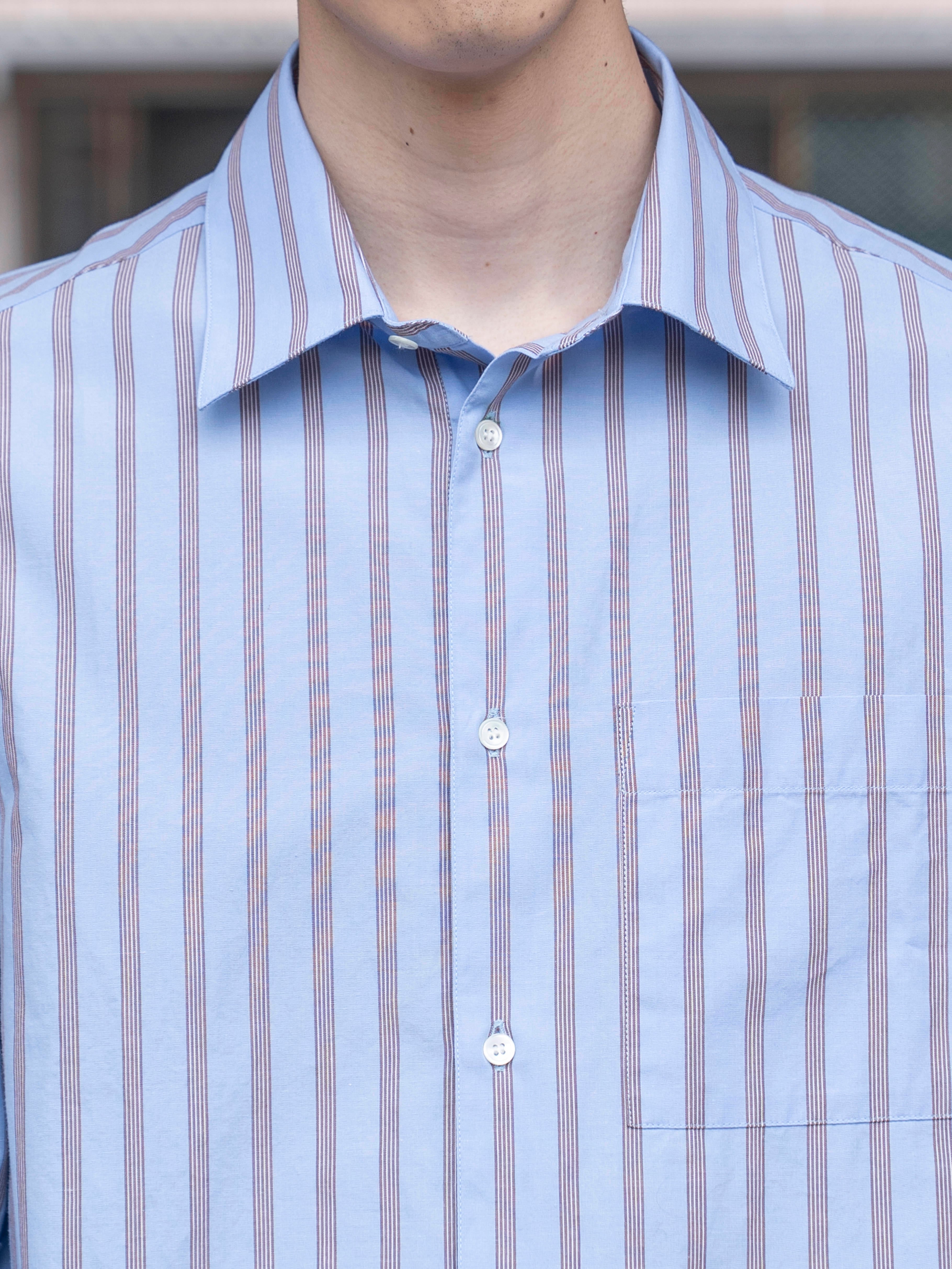 ANOTHER ASPECT ANOTHER Shirt 3.0 Blue/Brown Stripe | BEST PACKING