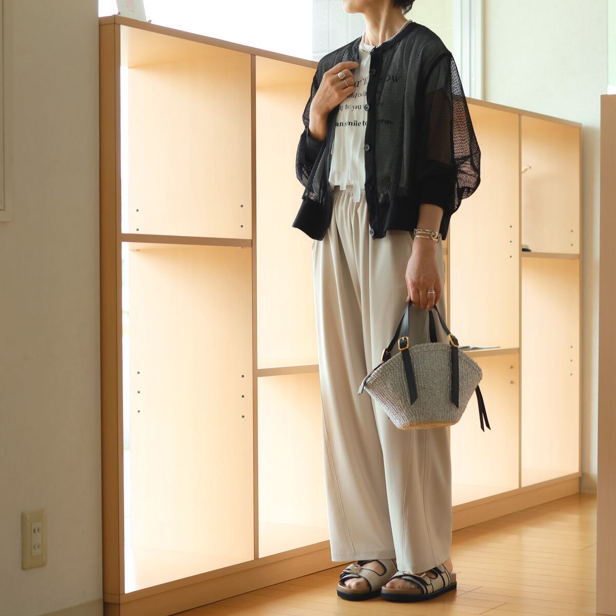 タグ付き新品★RILATO リラート メッシュサマーカーディガン★　黒 RILATO （リラート） メッシュ&リブ切替 サマーカーディガン