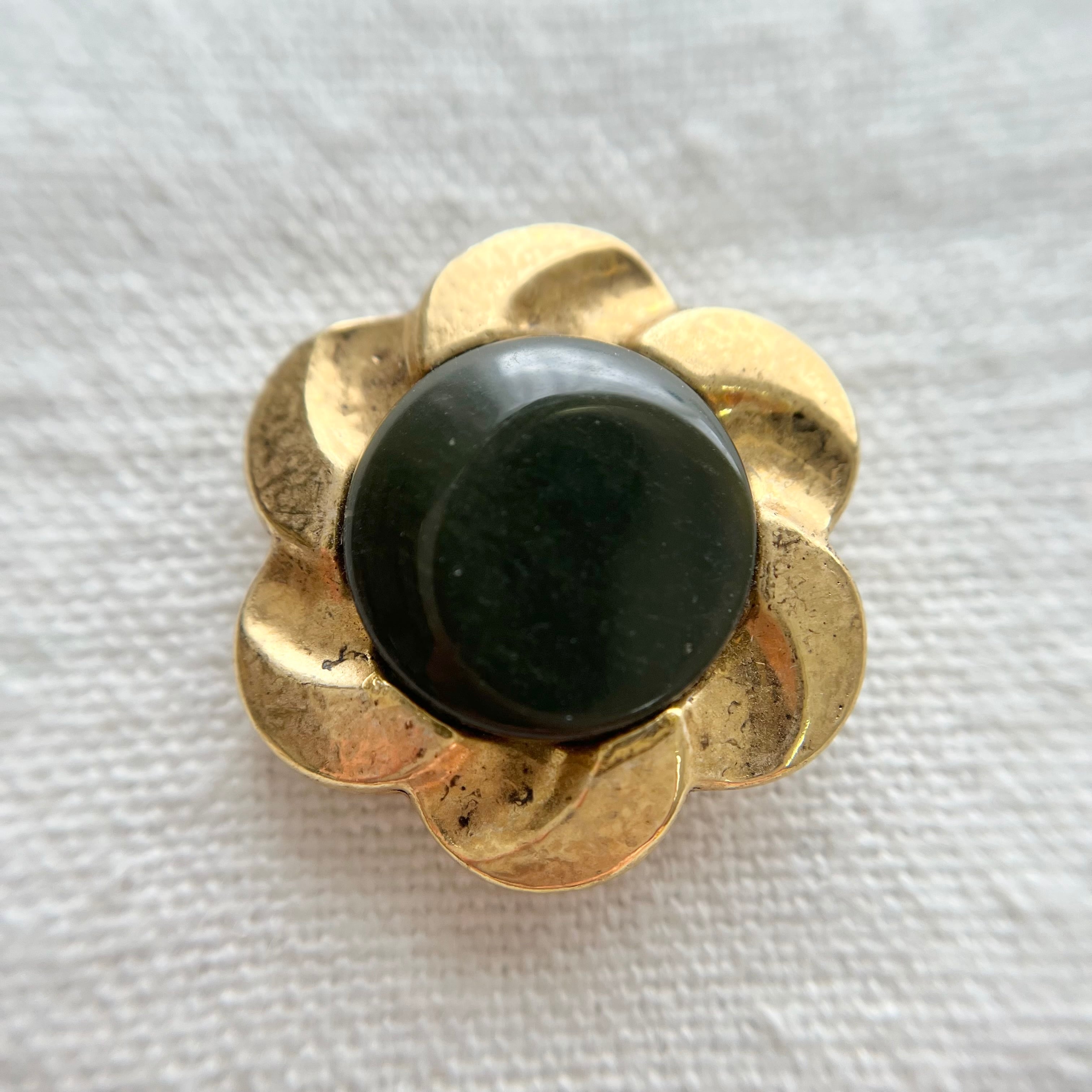 カーキ×ゴールドフラワー 25㎜