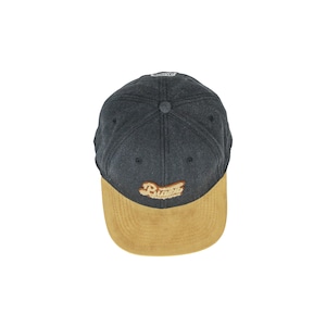 MOCO LOGO SUEDE PEAK WASHED CANVAS SNAPBACK [BLACK]