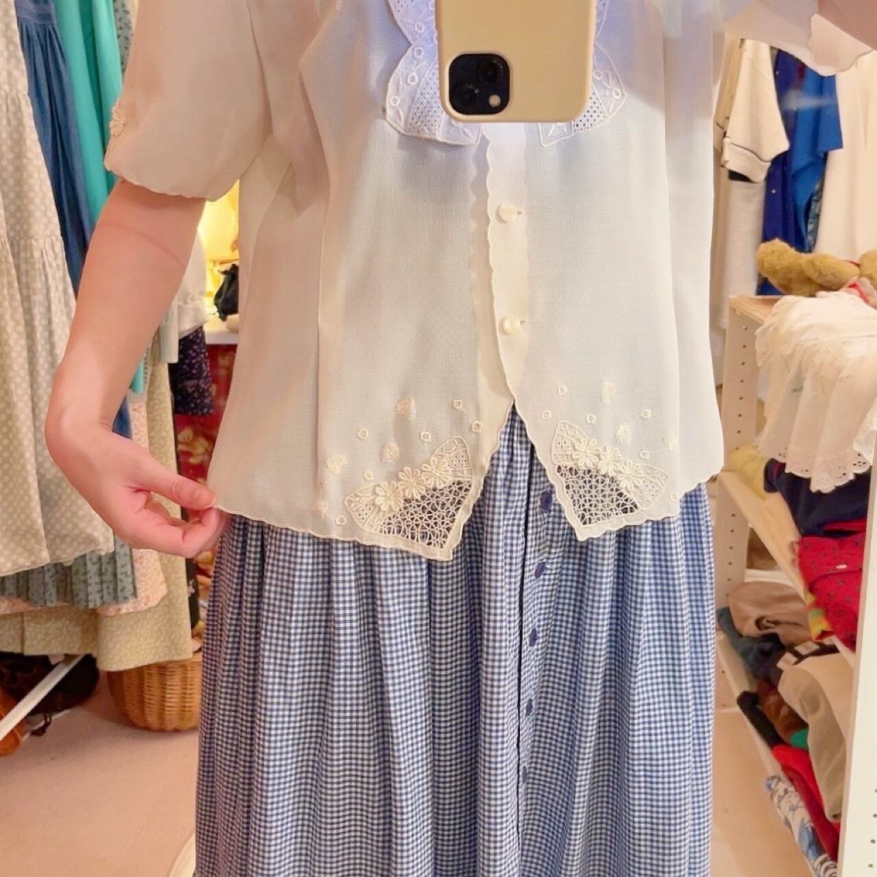 flower ribbon embroidery blouse