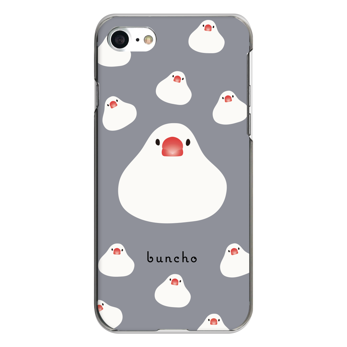 iPhone対応 スマホ ハードケース クリア 白文鳥 ミックスお餅グレー 鳥 動物 デザイナーズ 【iPhone17 / iPhone16e / AQUOS / Xperia 他 iPhone / Android ほぼ全機種対応】 |desr3970