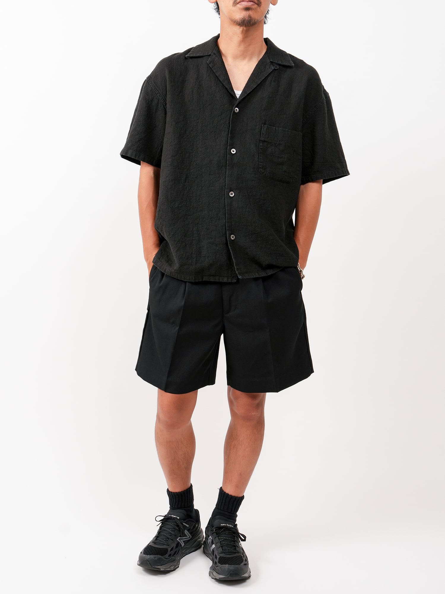 Hemp Short Sleeve Open Collar Shirt (brown) | OVY