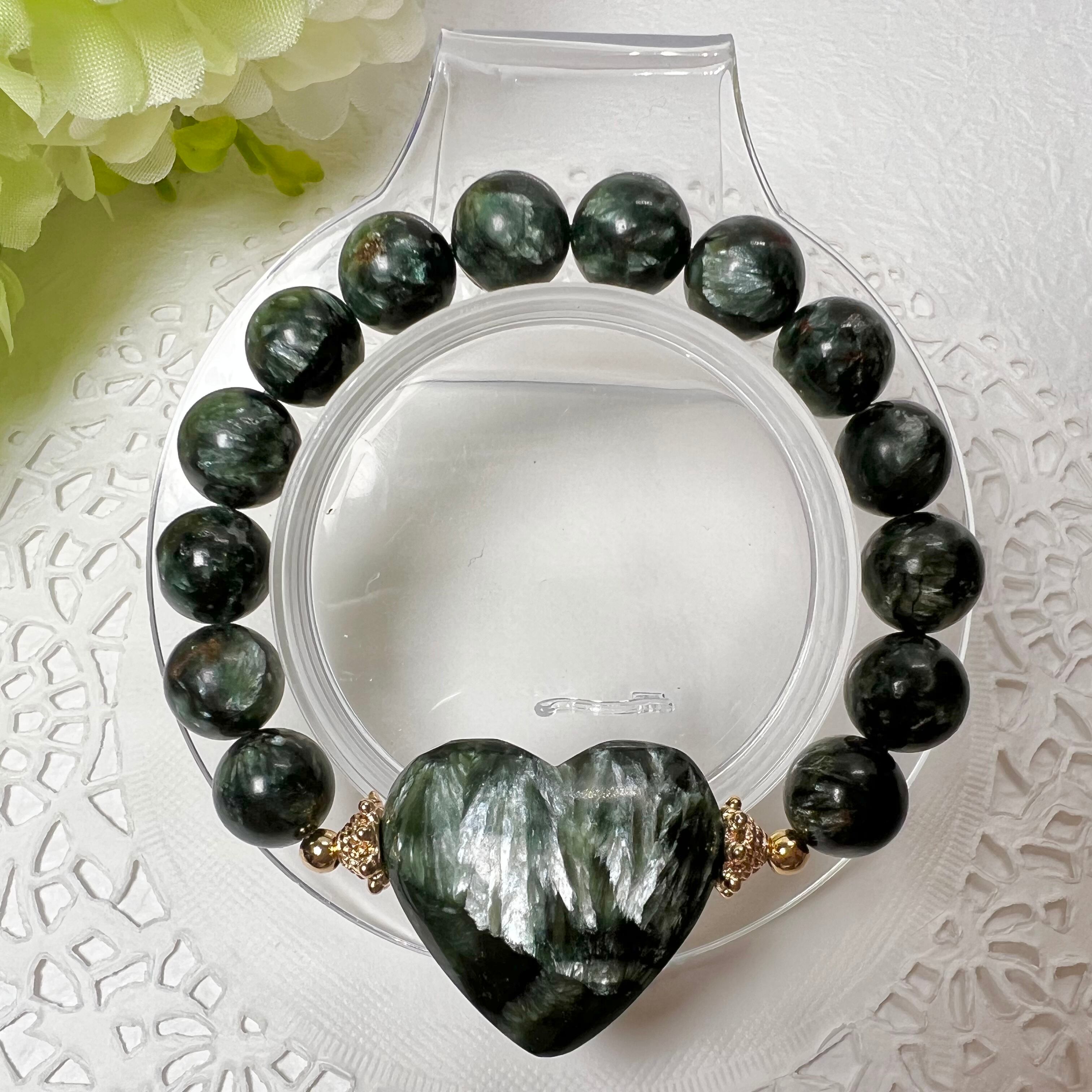 【セラフィナイトハート♡ブレスレット①】♥送料無料♥天然石 パワーストーン