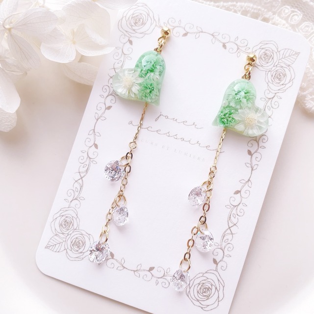 Astereve "アスタレーヴ"  ジルコニアピアス/イヤリング（cream mint）