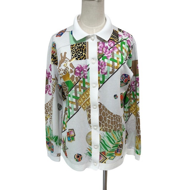 古着 レオナール LEONARD SPORT ポロシャツ カーディガン クリーニング済み レディース Lサイズ 相当