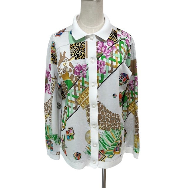 古着 レオナール LEONARD SPORT ポロシャツ カーディガン クリーニング済み レディース Lサイズ 相当