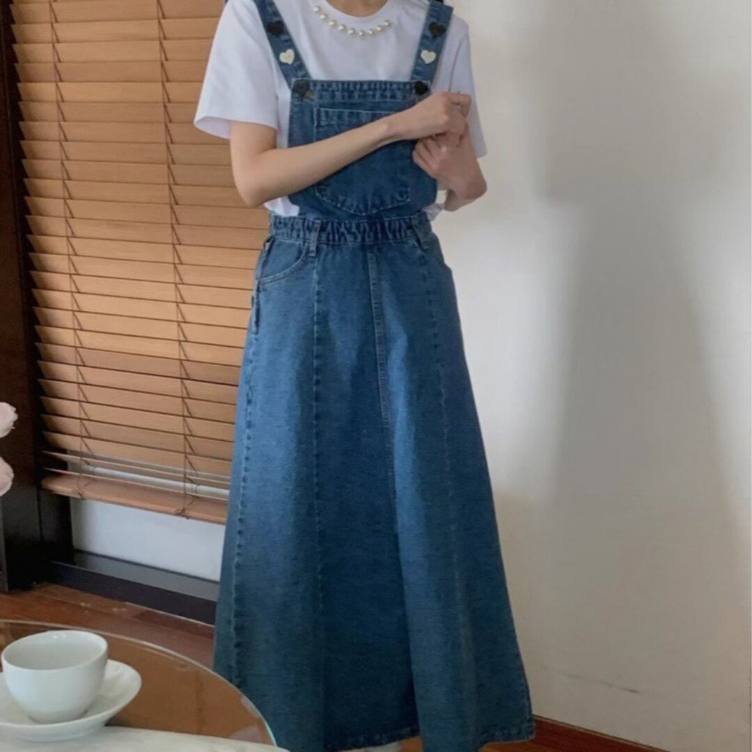 ハート ボタン デニム ジャンパー スカート 3412531