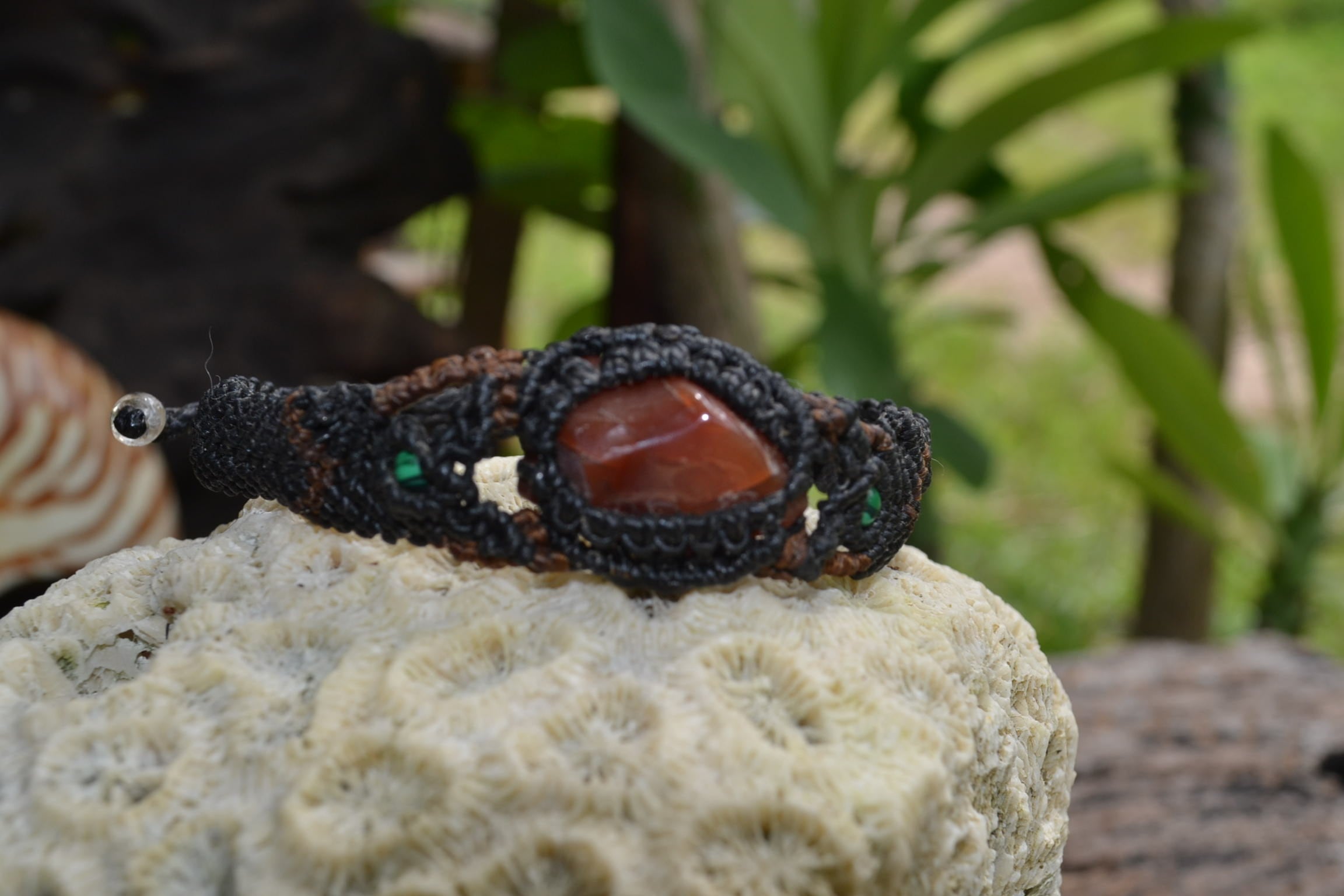 原石カーネリアン マクラメブレスレットcar008