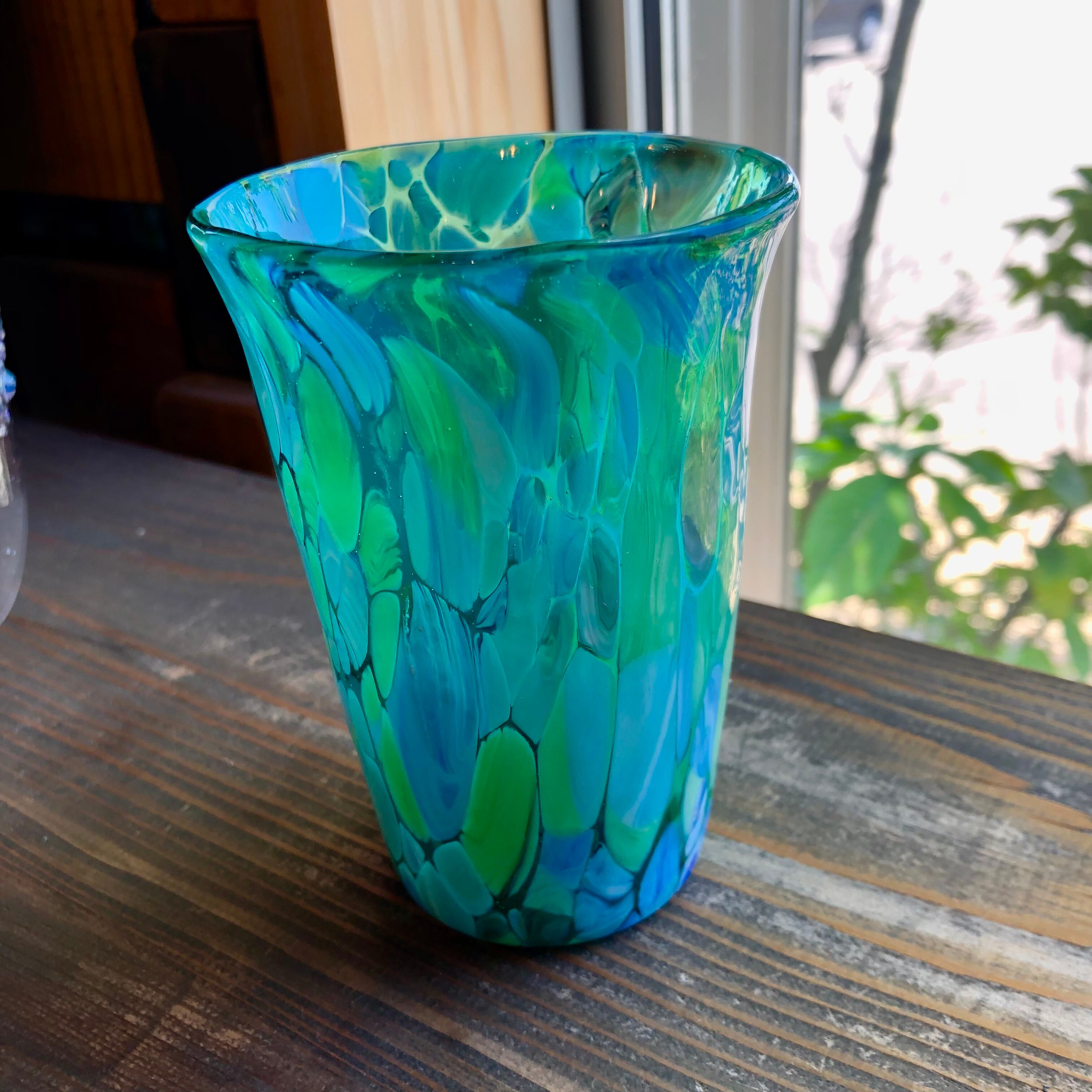 青孔雀グラス（青緑） | ガラス工房カリヒロ