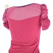 社交ダンス 衣装 チャコット Chacott トップス ブラウス 赤 ワインレッド 無地 伸縮 レース リボン 上品 可愛い ダンス パーティ 発表会 軽い 薄い レッド系 かわいいデザイン フェミニン おしゃれ フォーマル イベント用