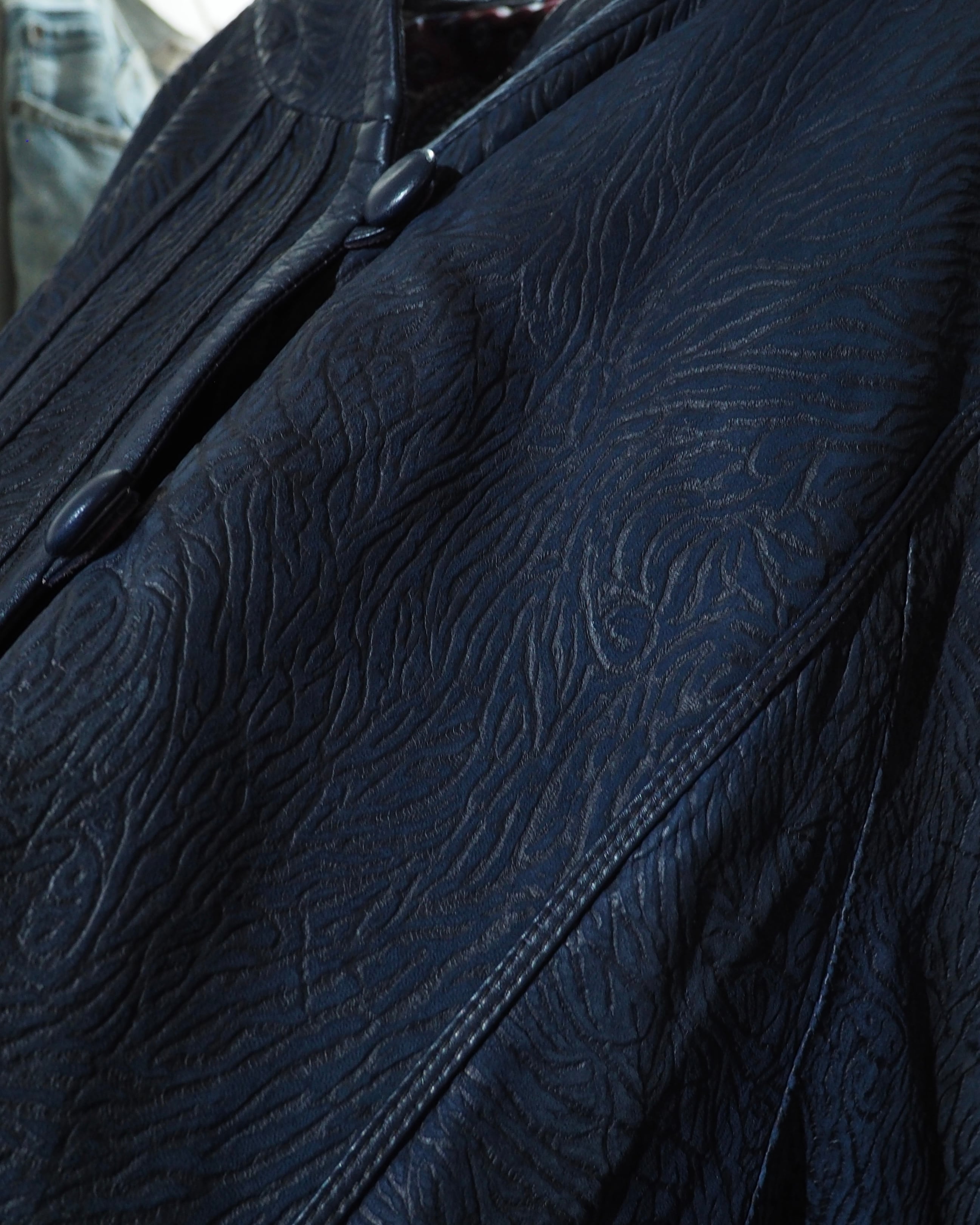 1990s " 珍品 ‐ Made in Spain " Vintage Lamb Leather Mao Collar China Jacket