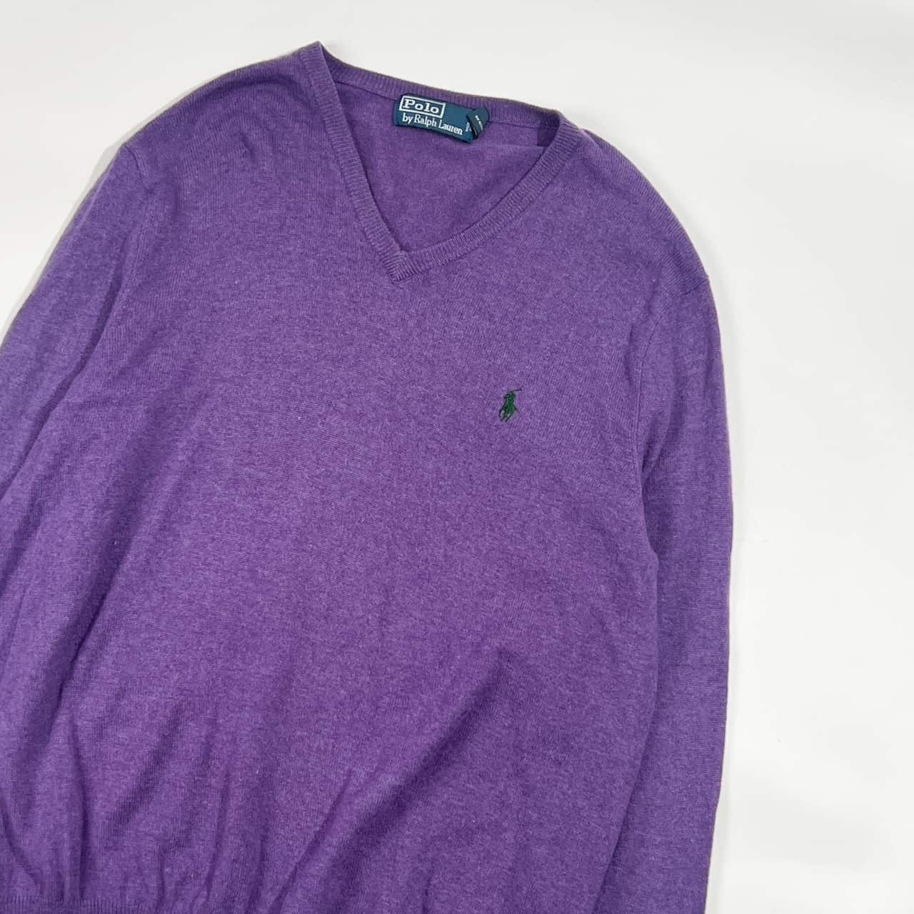 Polo by Ralph Lauren ラルフローレン Vネック ウール ニット セーター L/パープル メンズ