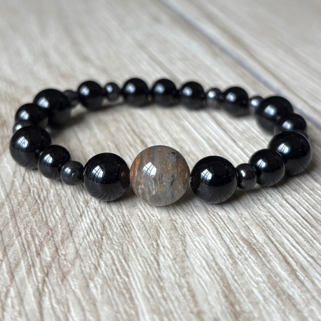 全ての運を上げる/千層ファントムクォーツ・モリオン・スギライト/パワーストーンブレスレット/天然石ブレスレット