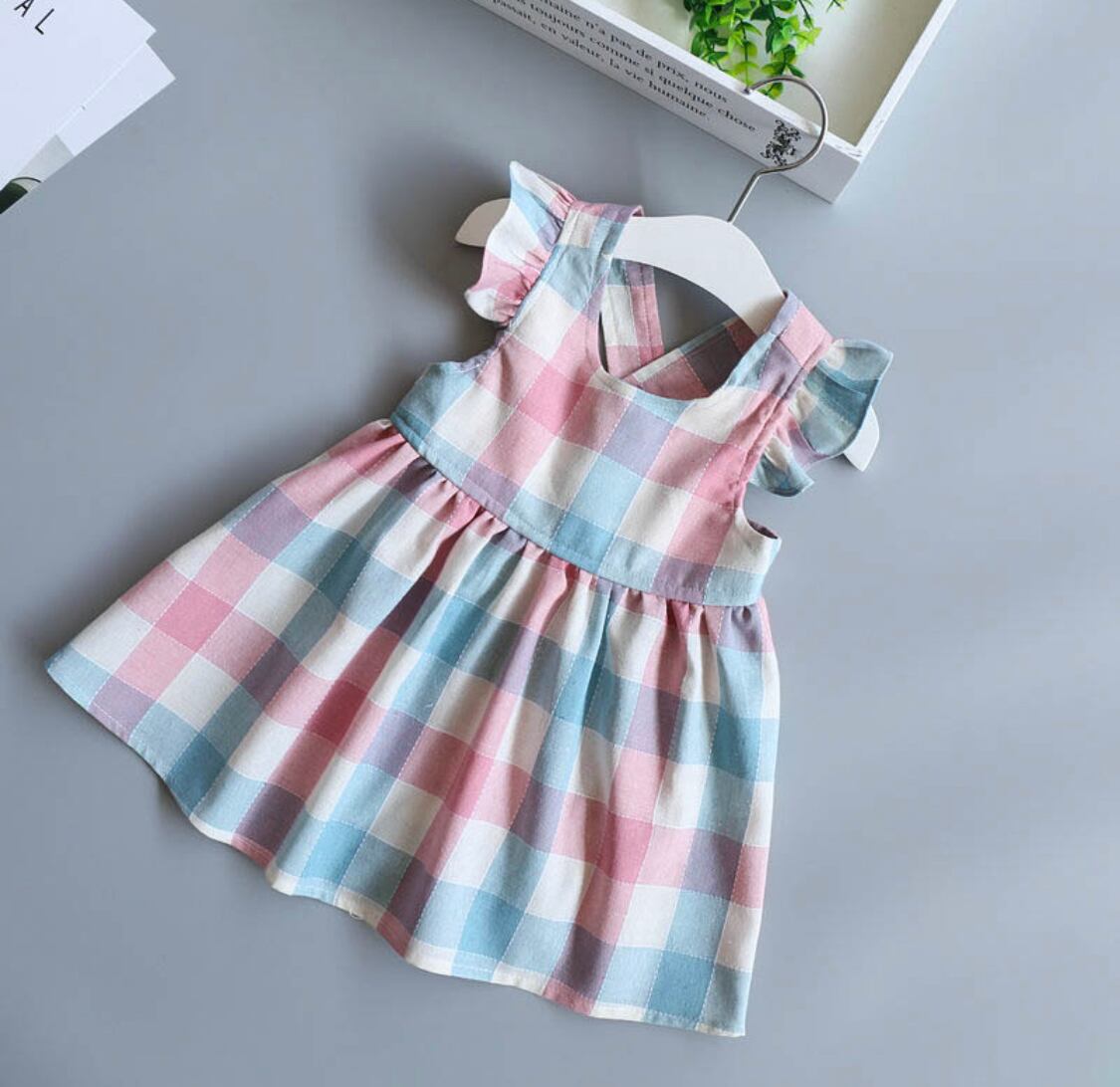 パステルバッククロスワンピース》》》》》海外子供服 ガール 春夏 ドレス パステルカラー