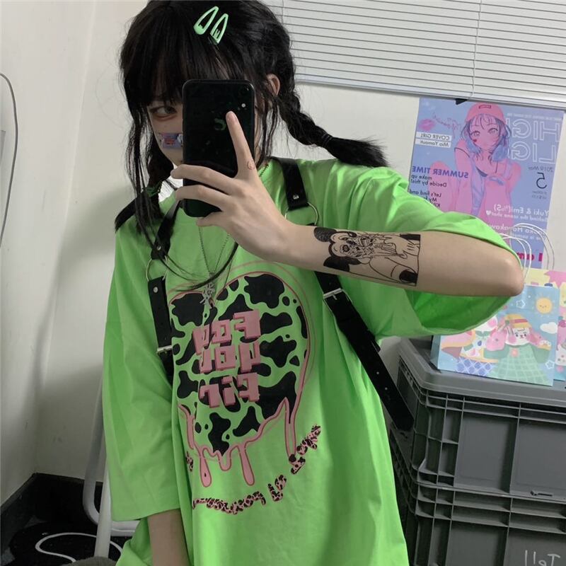 スタイルルーズカジュアルスタンダードプリントTシャツ シャツ レディース レトロ かわいい ケッペル9757424361