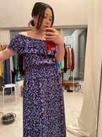 Flower pattern frills shoulder dress | オフショルダー花柄ワンピース