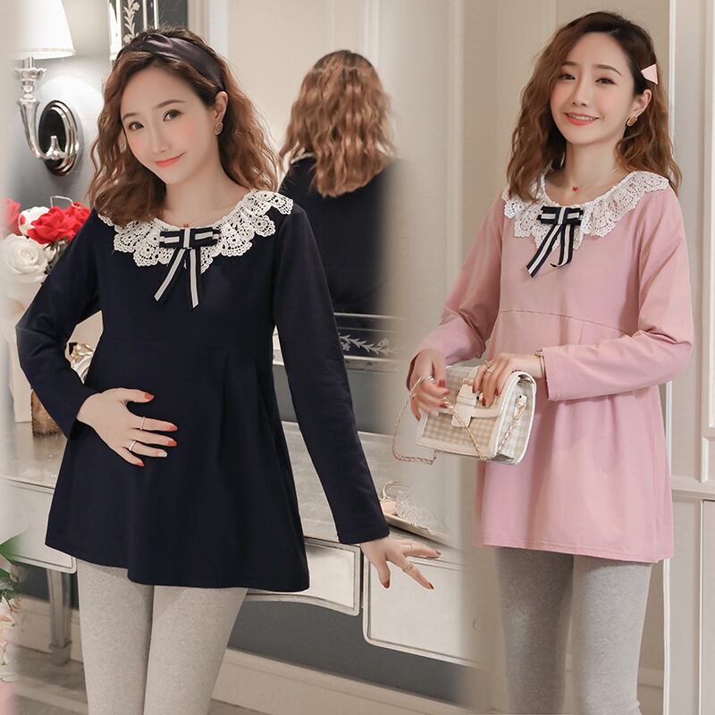 【新作】【送料無料】 1859＃マタニティ服春秋長袖コットンカジュアルイージーマッチングルーズスタイリッシュトップス妊婦妊娠 ロング スプリング 春物 オータム 秋物 AL expec329742170827