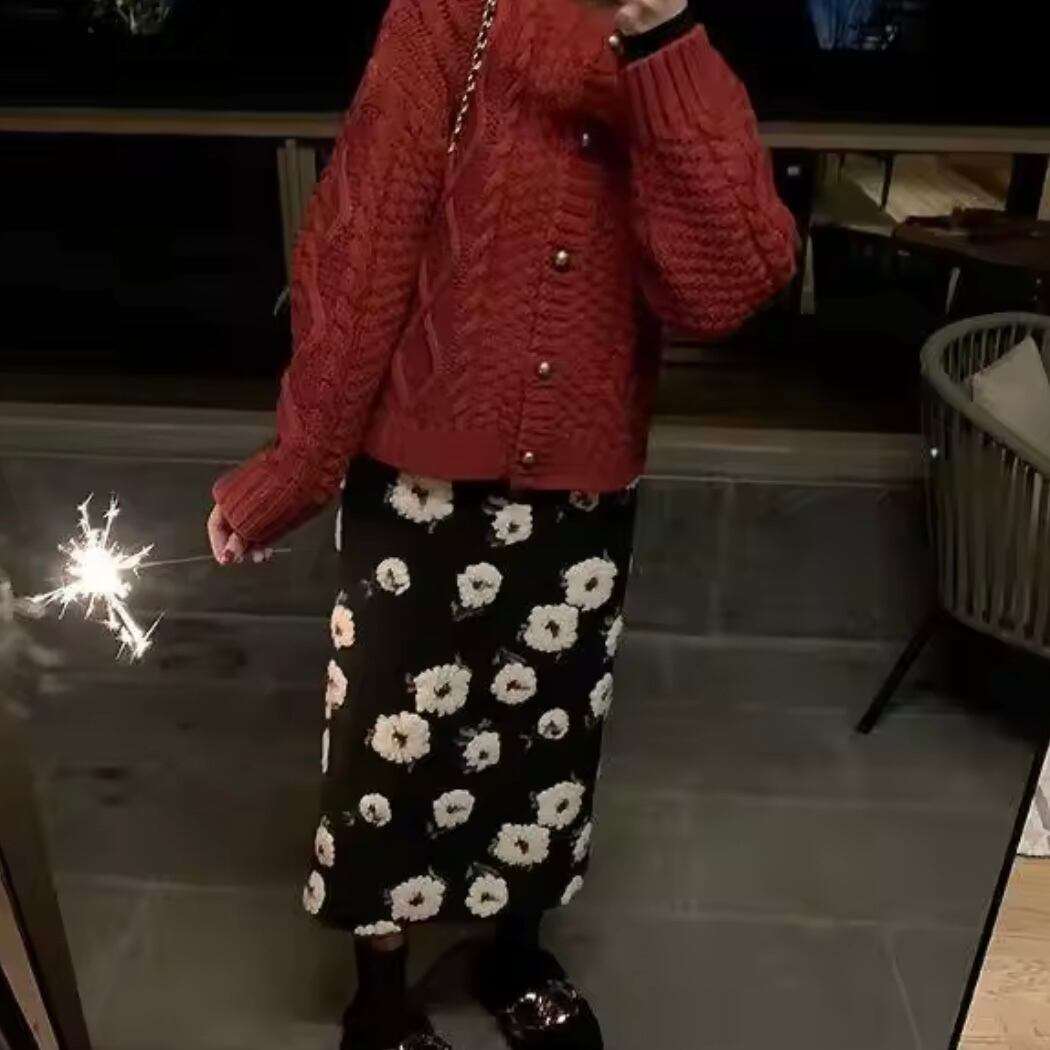 poco poco flower midi skirt