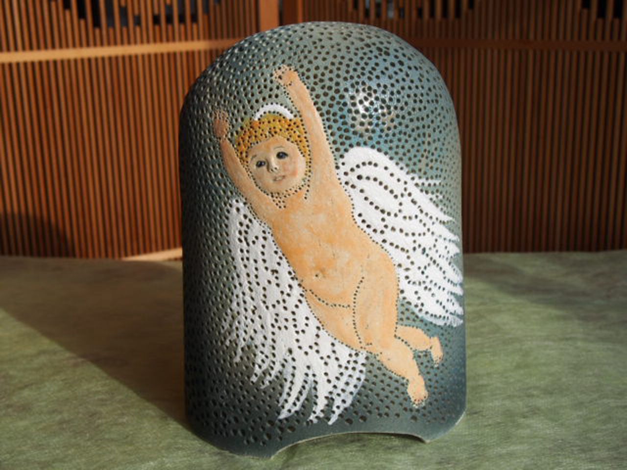 太陽と月陶器ランプシェード　ハンドメイド　かわいい　LED電球セット 太陽と月陶器ランプシェード ハンドメイド かわいい LED電球