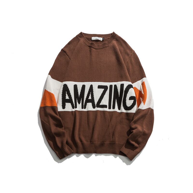 【新作】【送料無料】 ロードヴィンテージ秋冬スタンド襟セーターメンズ長袖ステッチカラー対照的なトレンディなメンズニットウェアレトロトップ-アリババ ロング ウィンター 冬物 ビンテージ hip6-161118640015160