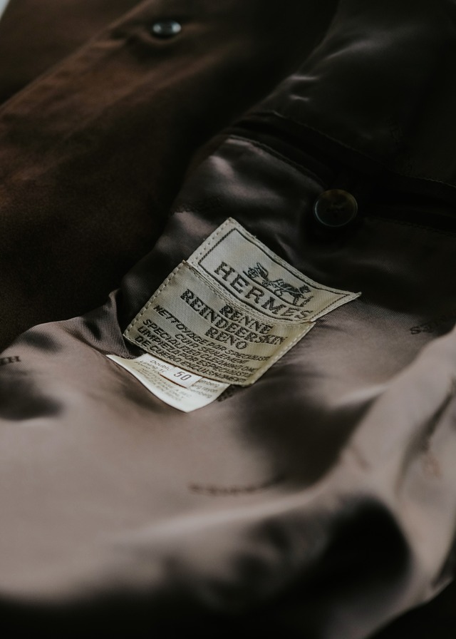 90's HERMÈS 4-buttons reindeer leather long jacket