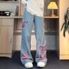 ジーンズ ヴィンテージ バタフライ ハロ ジーンズ レディース 25 新作 スパイス・ガールズ ハイウエスト ウォッシュド ストレート カジュアル モップ掛け ズボン ファッション
