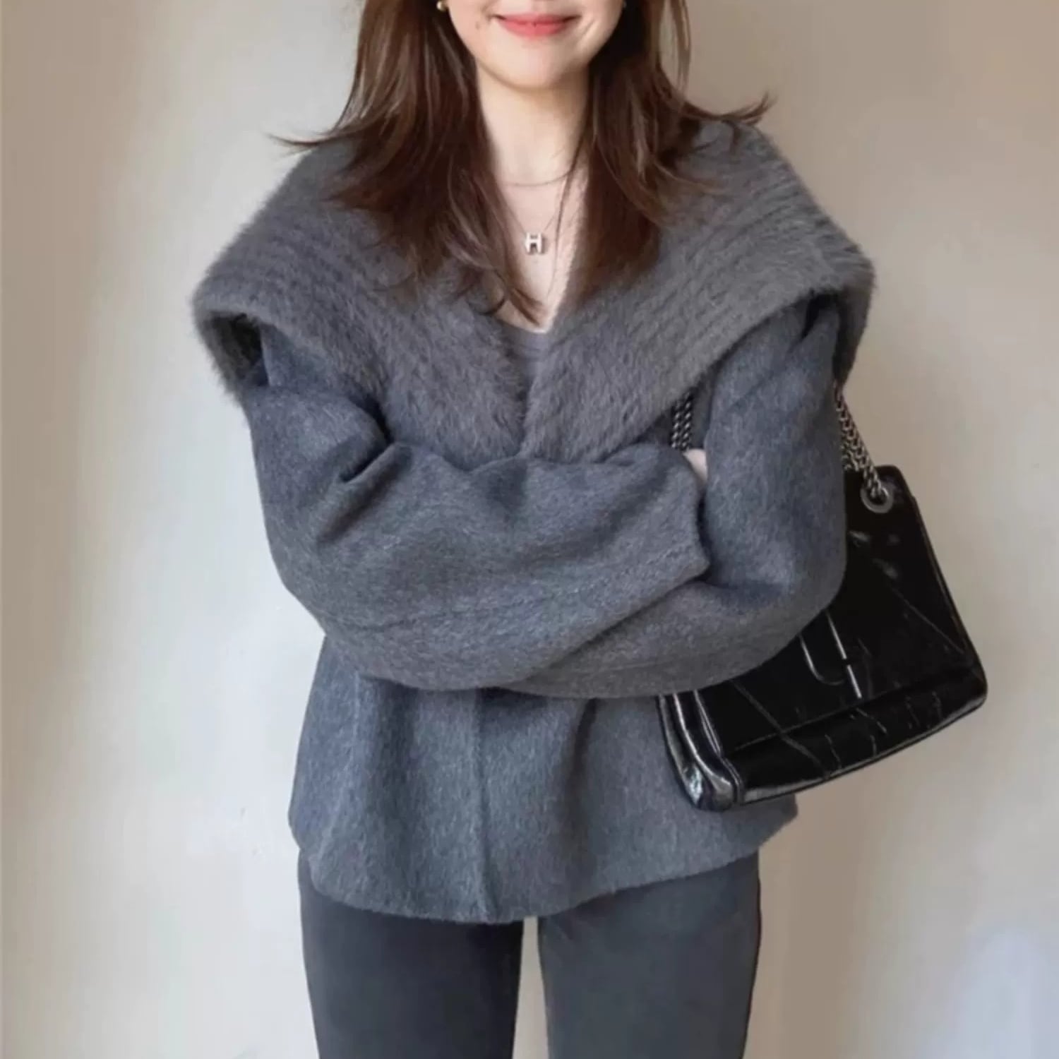 Oversized Collar Cozy Jacket OT0143