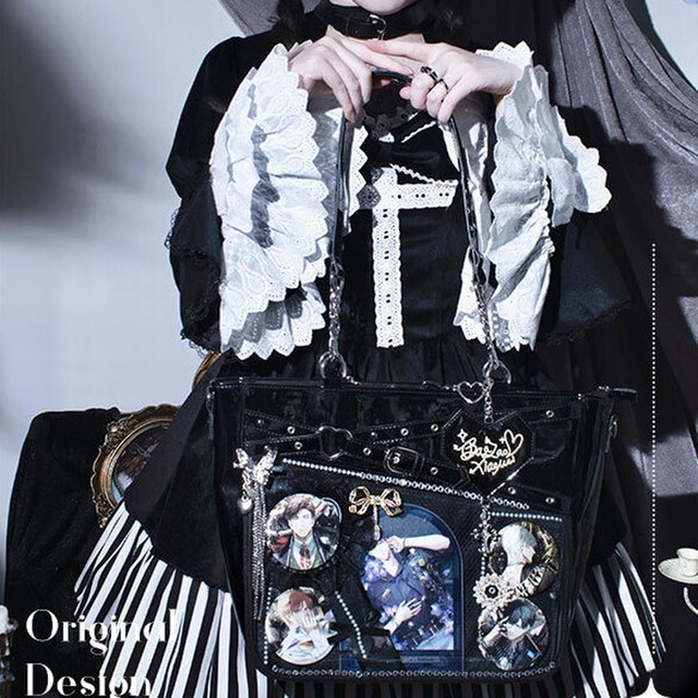 ゴスロリ通販 With U ゴシック ロリィタ バッグ 痛バッグ JK  Loveリング バッジ 推し アイドル 原宿ファッション