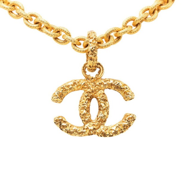 シャネル ココマーク ヨウガン 溶岩 モチーフ ネックレス ゴールド メッキ レディース CHANEL 【中古】