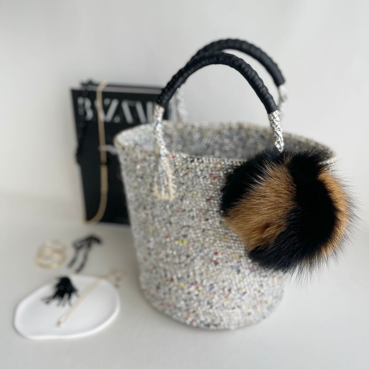 M-Size Kago Bag / Fur / BLACK x BROWN / カゴバッグ