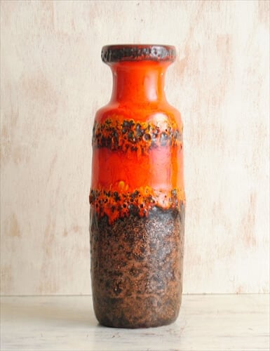 西ドイツ製 ヴィンテージ Scheurich窯 陶器の花瓶 Fat Lava 花器