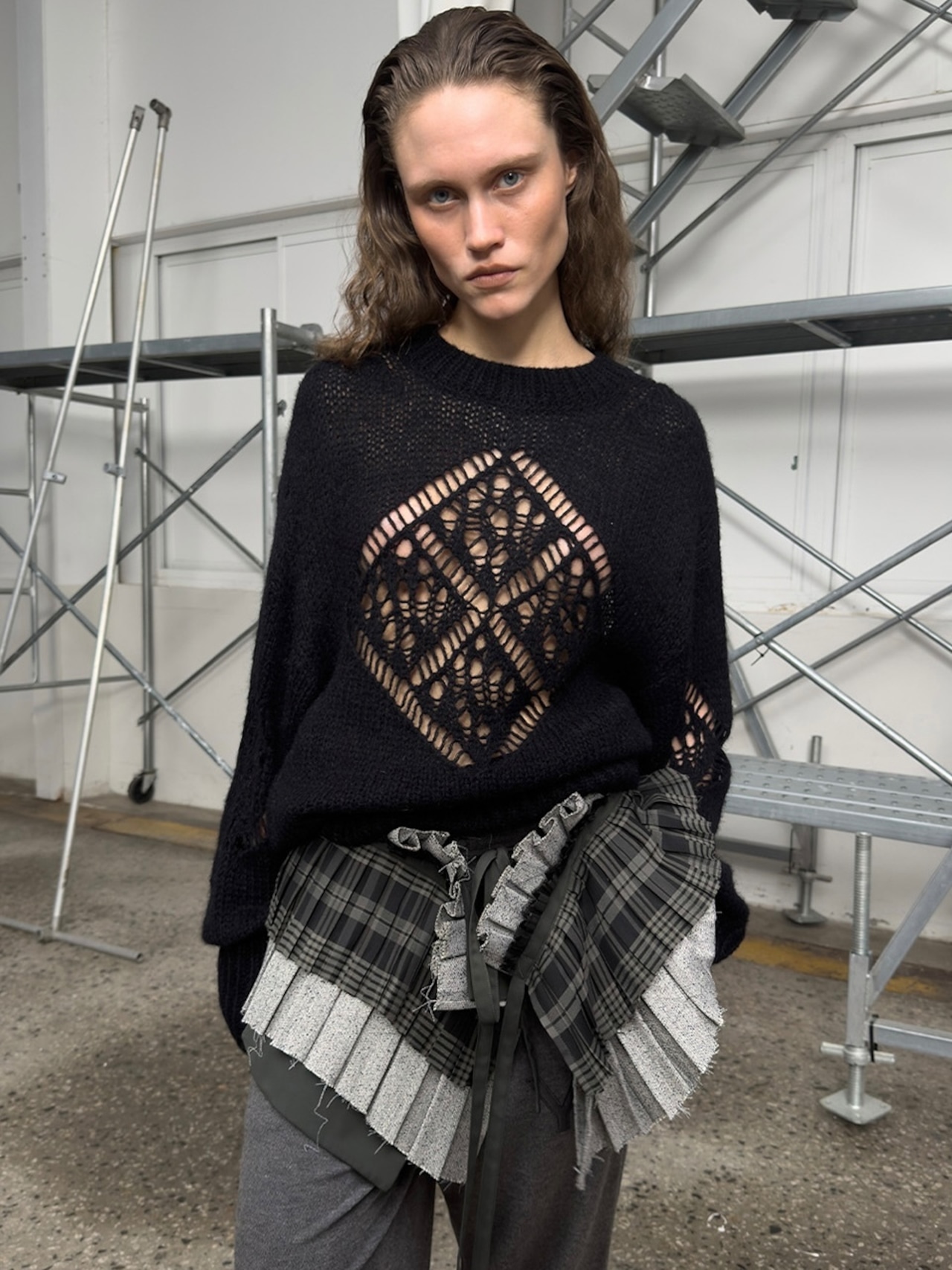 【25AW】OPEN YY オープン ワイワイ / ALPACA ARGYLE POINTELLE PULLOVER / プルオーバー - 4