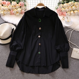 トップス レディース 送料無料 ワイシャツ ブラウス サテン チェック ビジュー パール ラインストーン ヴィンテージ メタリック パフスリーブ ロングスリーブ ストレート Iライン 白 ホワイト ライトブルー ブルー 青 水色 無地 トレンド かわいい 可愛い カジュアル シンプル きれいめ 上品 エレガント こなれ感 抜け感 ラブリー キュート ガーリー フェミニン 春 春服 夏 夏服 秋 秋服 冬 冬服 デート おでかけ 学生 通学 モテ 着回し 普段使い 重ね着 10代 20代 コーデ