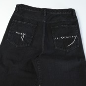 KUON / Sashiko Mended Black Denim Trousers