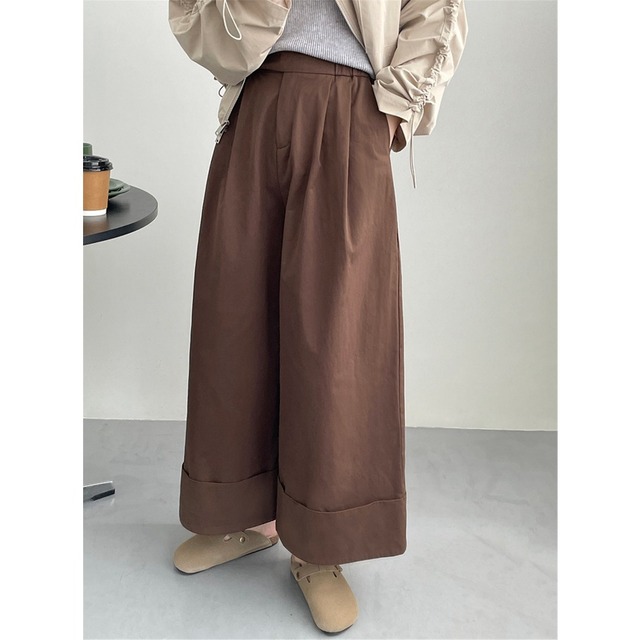 roll up wide tuck pants