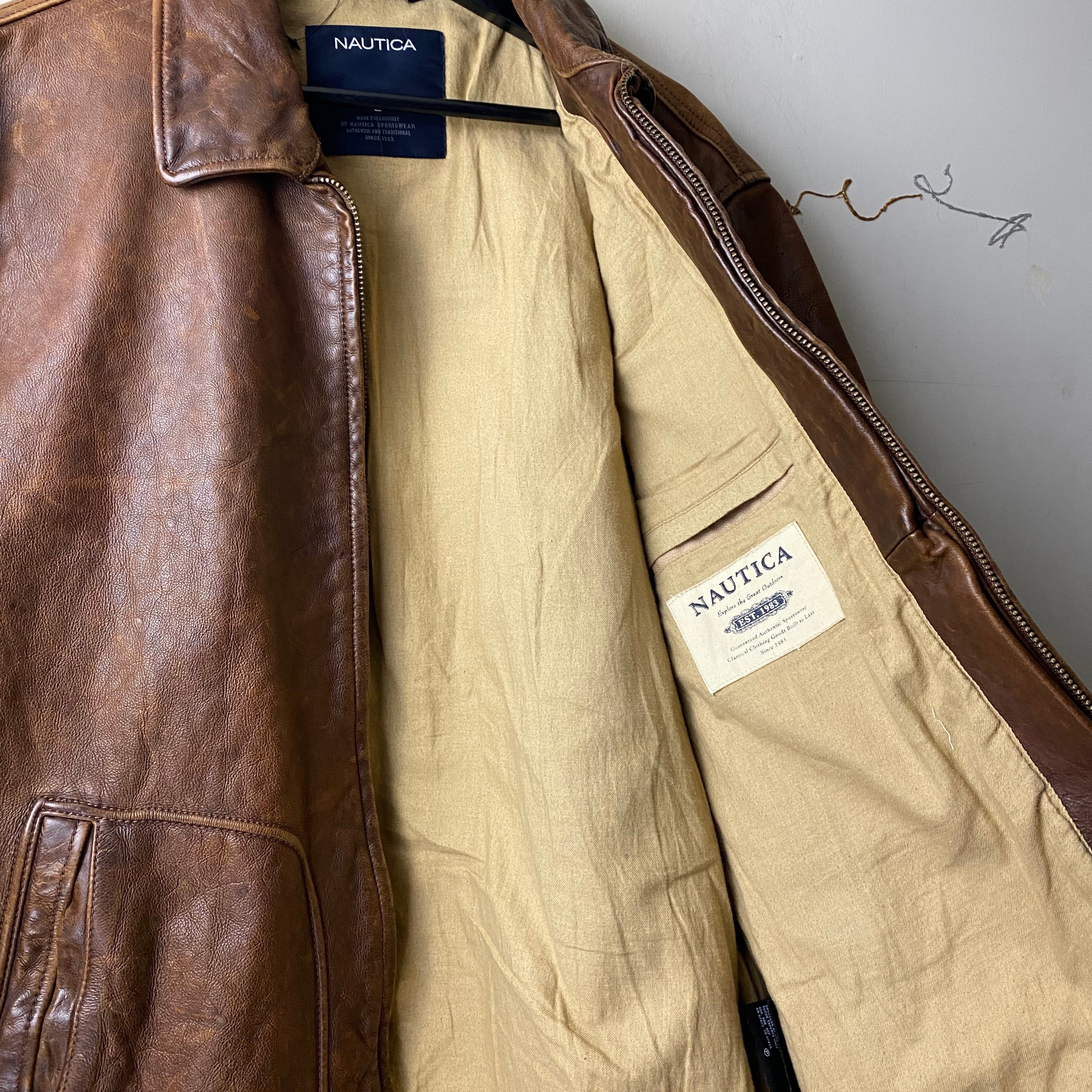NAUTICA leather drizzler jacket | NOIR ONLINE