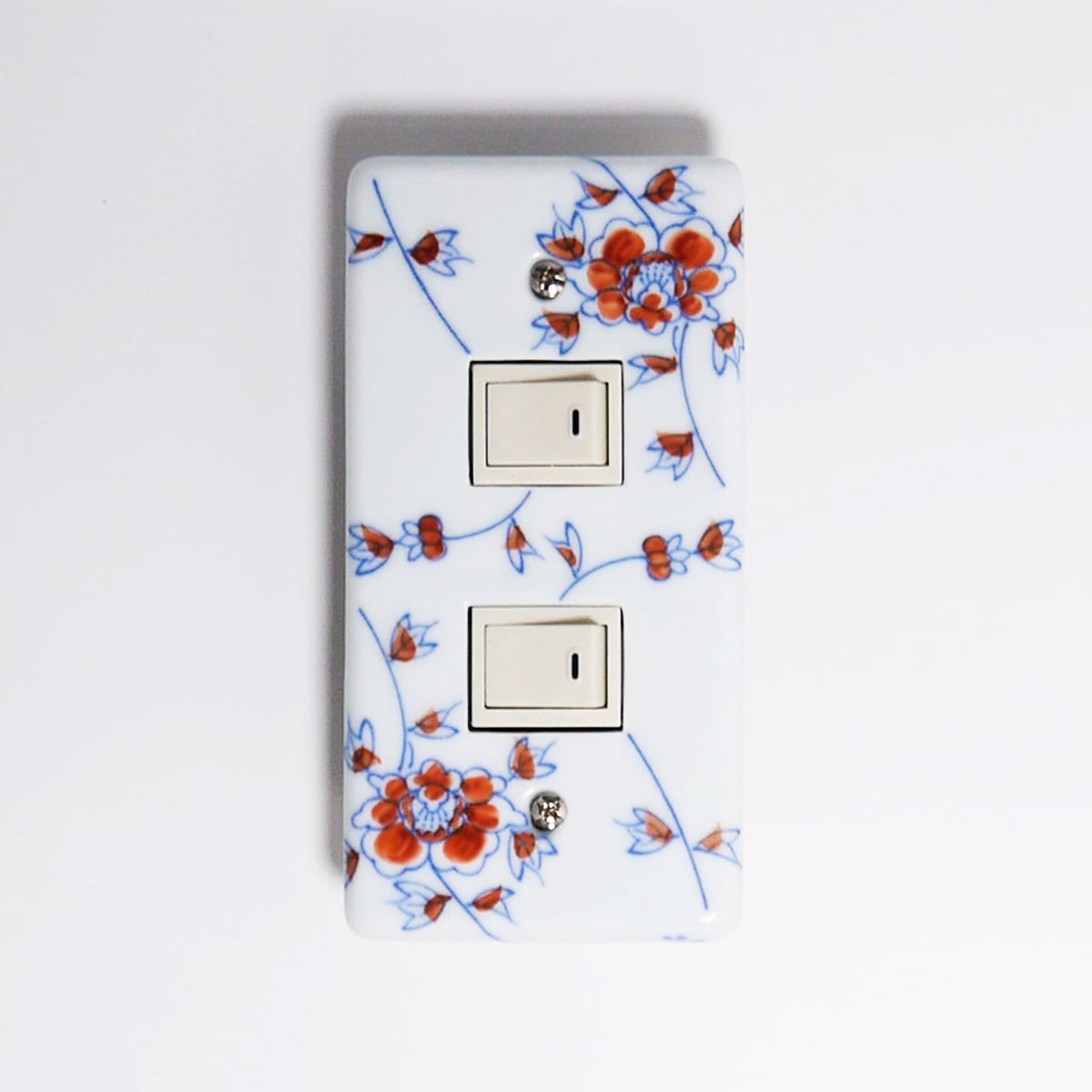 スイッチプレート 赤花唐草(2穴)
