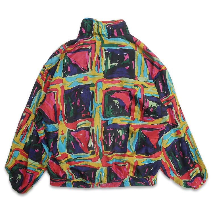 3点¥10,000 ビンテージ 古着 卸 レトロ 80's 総柄シルクブルゾン 古着 GTI 総柄 シルク ブルゾン ジャケット 表記：M gd404089n w41130