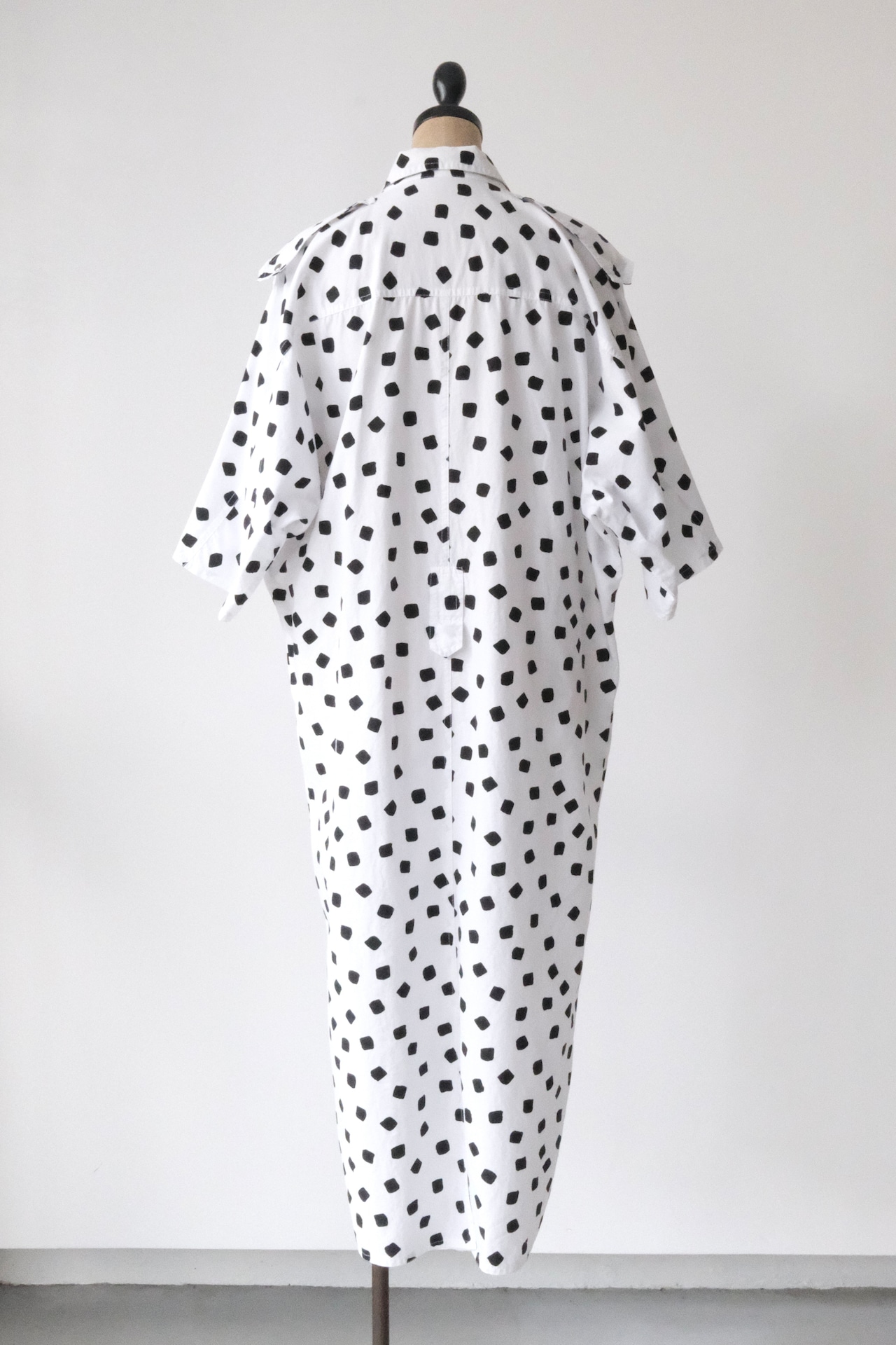 80's mood square dot shirt dress