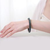 【内径 約59mm】black twist 翡翠バングル A貨翡翠 jd_bg1381